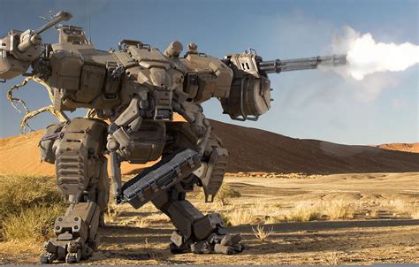 Wallpaper fire, desert, robot, shooting, guns, Sands, shagatel for ...