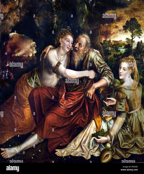Lot and his daughters 1563 Jan MASSYS 1509 - 1575 Belgium Belgian Stock ...