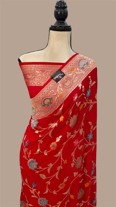 Khaddi Georgette Handloom Banarasi Saree - All over Jaal Work With ...