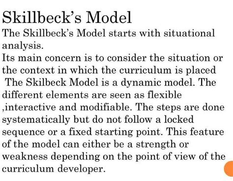 2. Skilbecks Curriculum Development Model has 5 processes: What do you ...