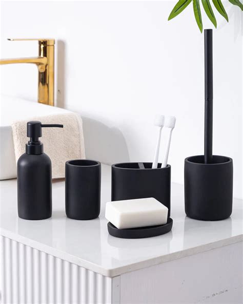 Exclusive Polyresin Bath Decor Bathroom Accessory Set of 4 - Pano