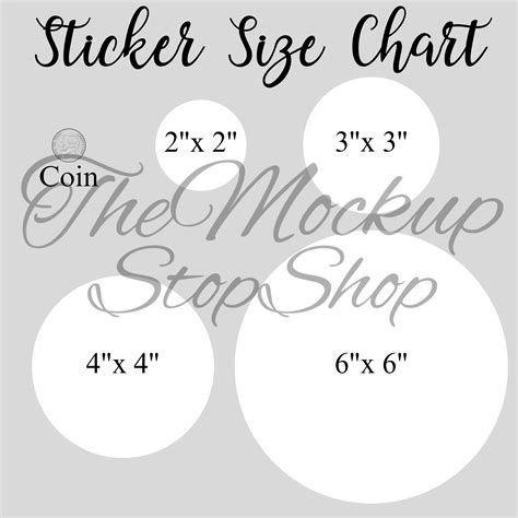 Sticker Size Chart, POD Size Chart, Print on Demand, Kiss-cut Sticker Size Chart, Kiss-cut Decal ...