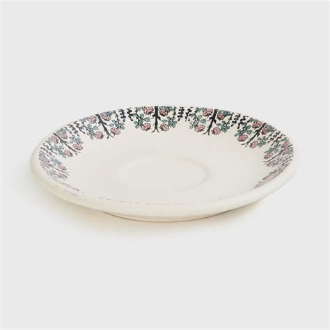 Buy Fiesta Cream Floral Print Stoneware Cup And Saucer Set - 180ml ...