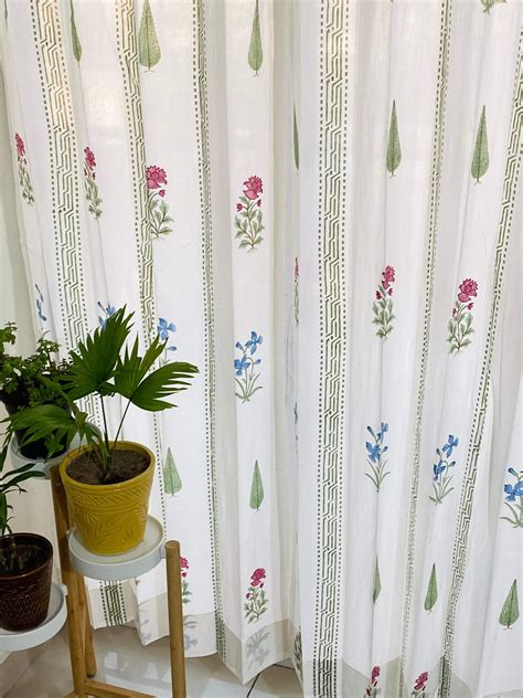Blockprint Sheer Cotton Curtain – Kapaas Katha