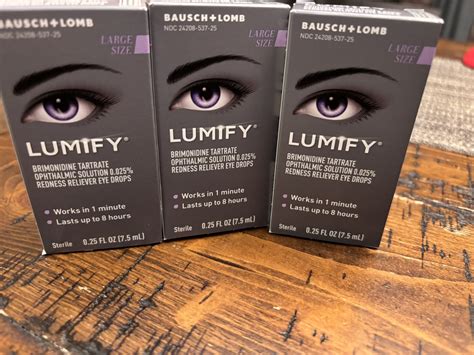 3 PACK LUMIFY Bausch & Lomb Redness Reliever Eye Drops 0.25oz /7.5ml ...
