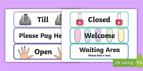 Nail Salon Role-Play Signs (teacher made) - Twinkl