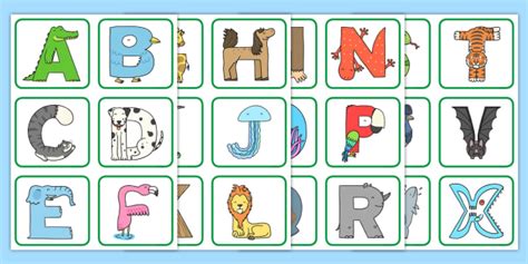 Editable Animal Alphabet Square Peg Labels (teacher made)