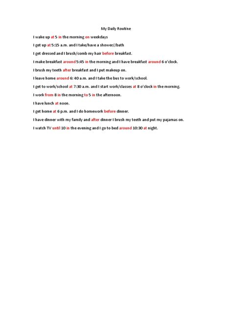 Image result for My Daily Routine Example