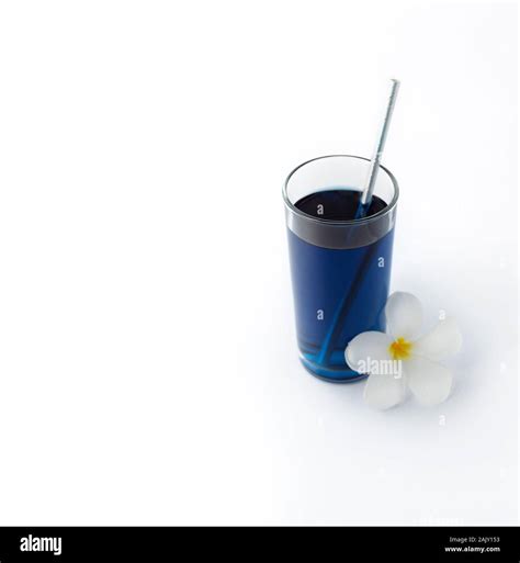 Iced blue butterfly pea drink. Healthy thai traditional cocktail in ...
