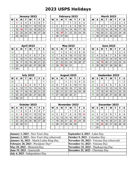 Printable 2025 Postal Holiday Calendar
