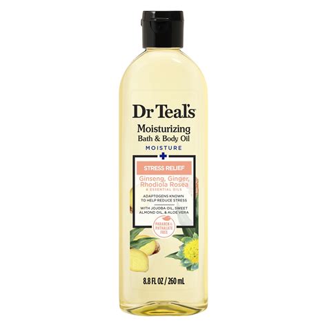 Dr Teal's Stress Relief Bath & Body Oil with Ginger, Ginseng & Rhodiola ...