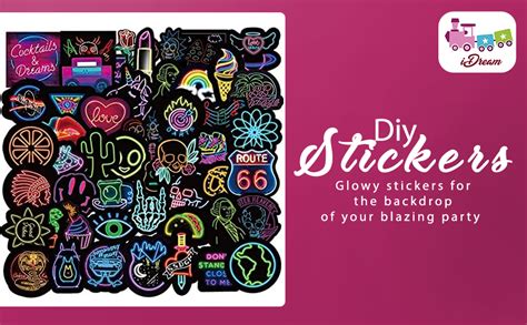 iDream Neon Party Theme Stickers (Set of 50) – Vibrant, Waterproof ...