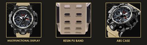 V2A Resin Analogue - Digital Men Watch (Black Dial Brown Colored Strap ...