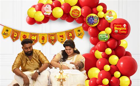 Party Propz Baby Annaprashan Decoration Items Bengali -67Pcs Yellow and ...