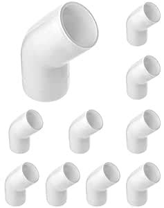 QWORK 1" 45 Degree Elbow PVC Fitting, 2 Way, 10 Pack, Furniture Grade ...