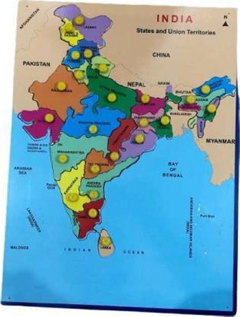 TechBlaze Premium Quality India Wooden Map Puzzle,New Indian States Map ...