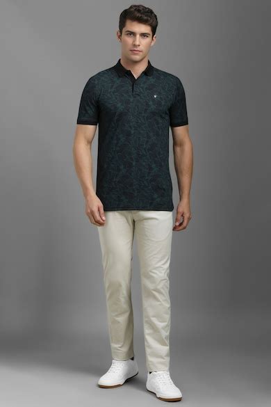Buy Men Black Print Polo Neck T-shirt Online - 39827098 | Louis Philippe