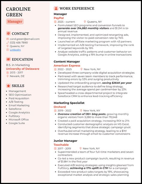 Manager Resume Examples 的图像结果