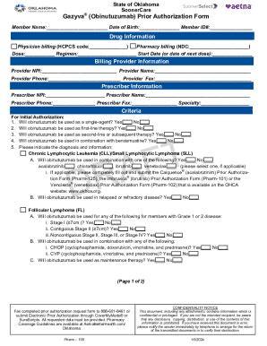 Fillable Online Gazyva® (obinutuzumab) Prior Authorization Form Fax ...