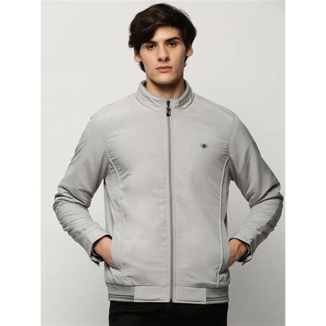 Buy SHOWOFF Men Solid Mock Collar Grey Bomber Jacket Online