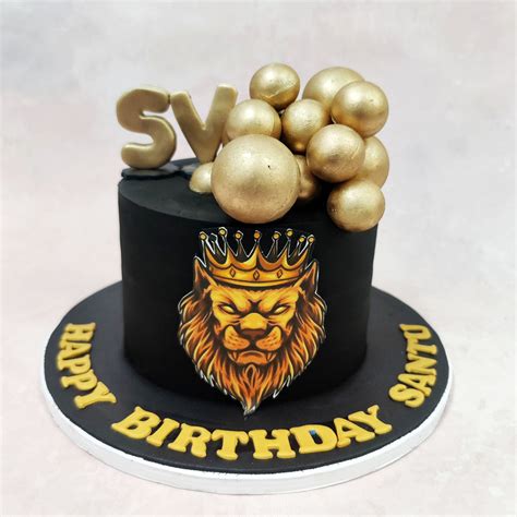 Black and Gold King Cake | King Lion Cake | Liliyum Patisserie ...