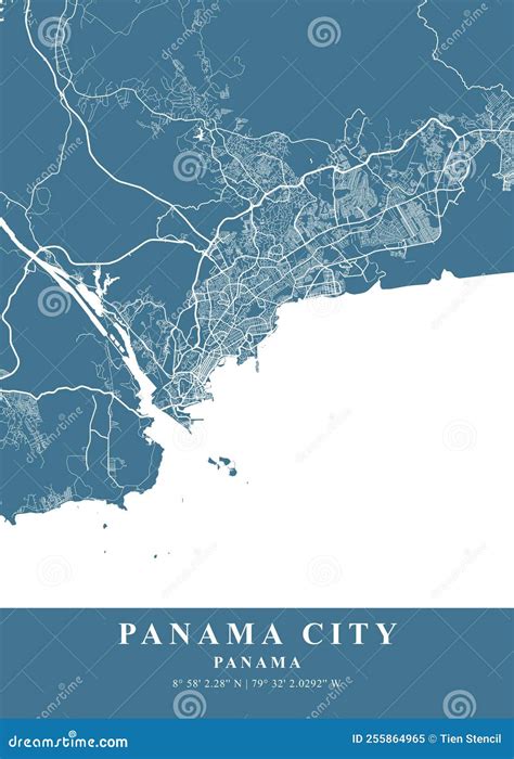 Panama City Panama Slate Plane Map Stock Illustratie - Illustration of ...