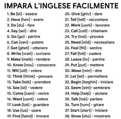 Tabella verbi inglesi – Artofit