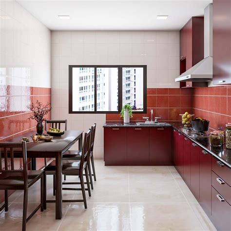 Warm-Toned Kitchen Tile Design | Livspace
