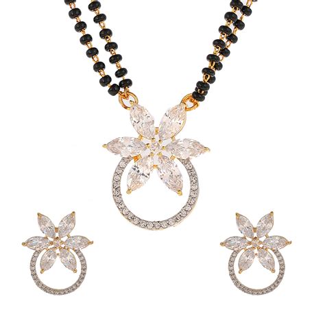 Sparkling Essentials Floral CZ Mangalsutra Set – VOYLLA
