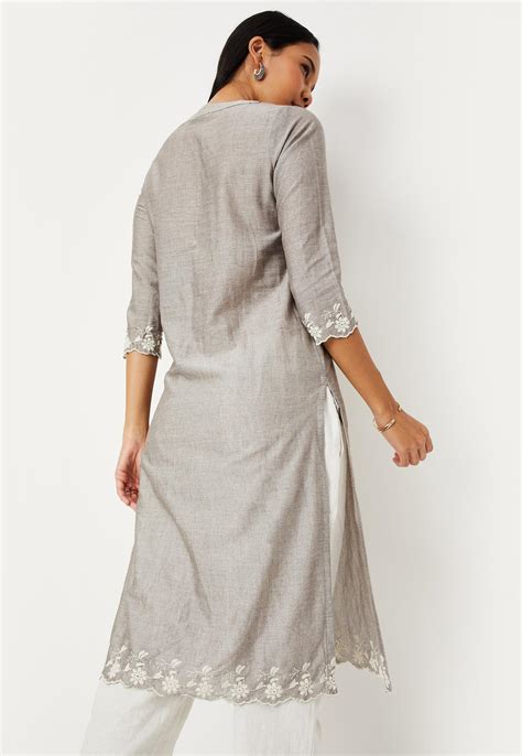 Buy Women Cotton Embroidered Straight Kurta Online at just Rs. 599.0 ...