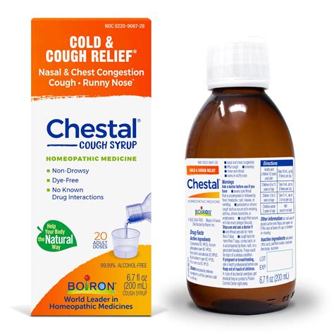 Boiron Chestal Cough Syrup, Homeopathic Medicine for Cold & Cough ...