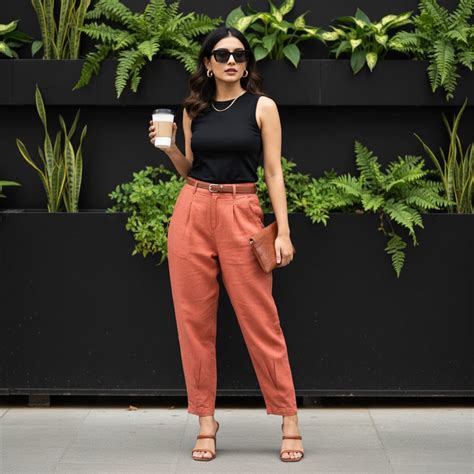 Linen Carrot Pants for Women- Rust – Rimore