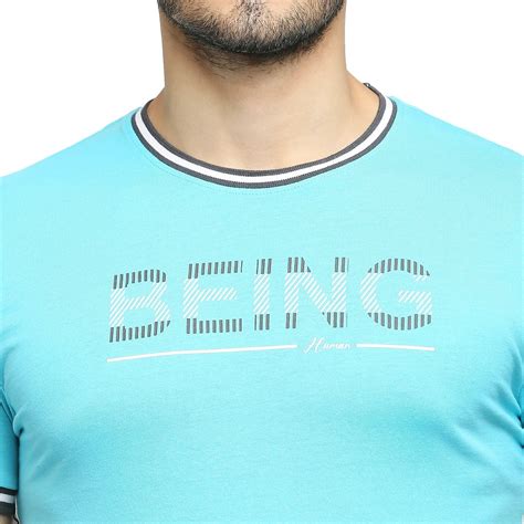 Being Human Regular Fit Men Crew Neck T-Shirts-Scuba Blue