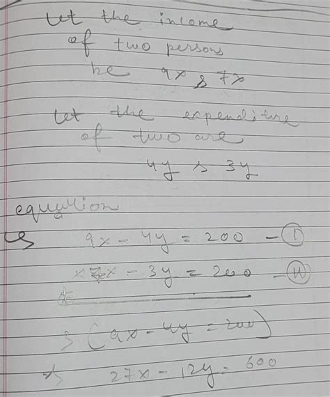 The ratio of the incomes of two persons is 9:7 and the ratio of their ...