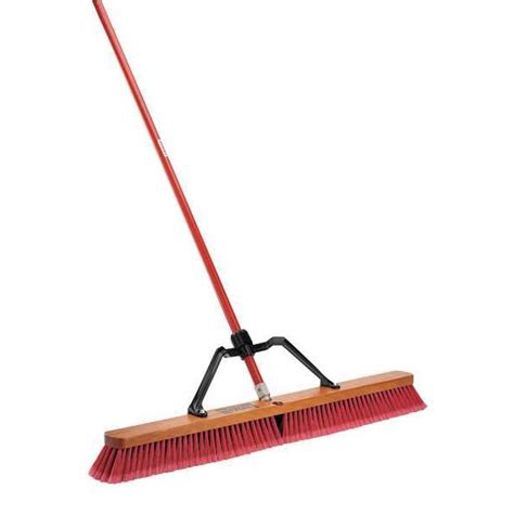 Libman Push Broom, 36 in Sweep Face, 60 in handle, Black, Red 1101003 ...