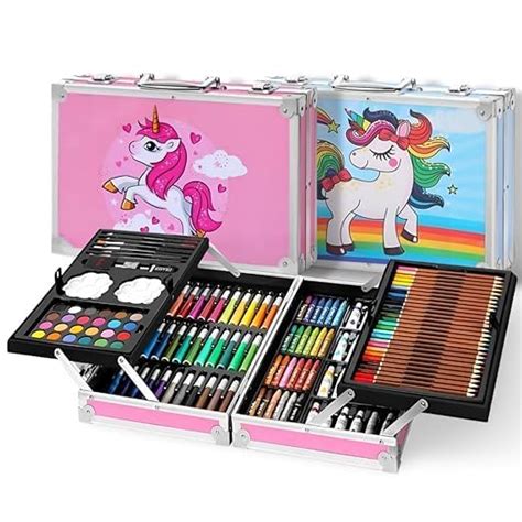 WISHKEY 145 Pieces Art Set for Kids with Unicorn Theme Storage Case ...