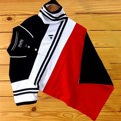 Men stylish T Shirt Black, White & Red With Black Stripe - Airtex