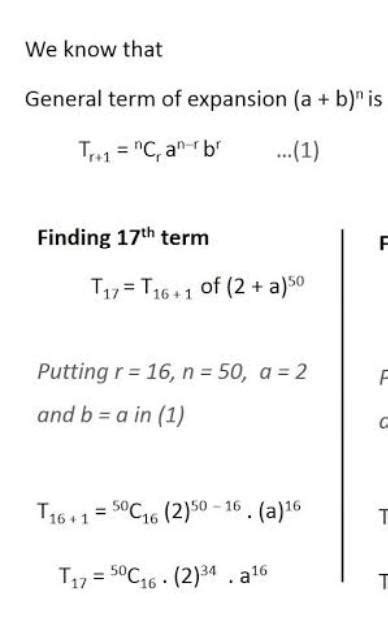 The number of terms in the expansion (x+a)^17 - Brainly.in