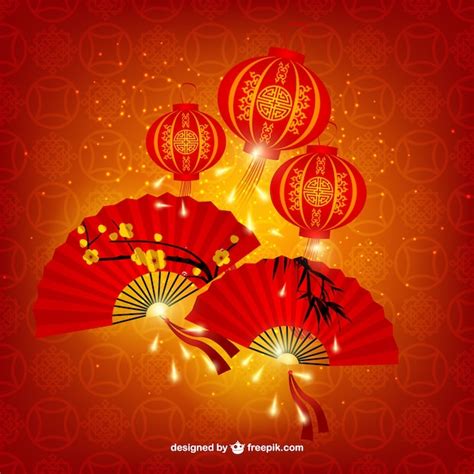 Chinesische Lampen und Ventilatoren | Premium Vektor
