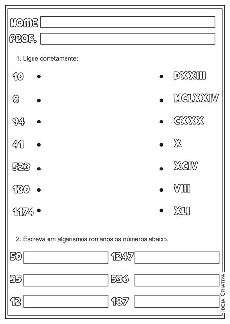 Atividade De Números Romanos 6 Ano - EDUCA