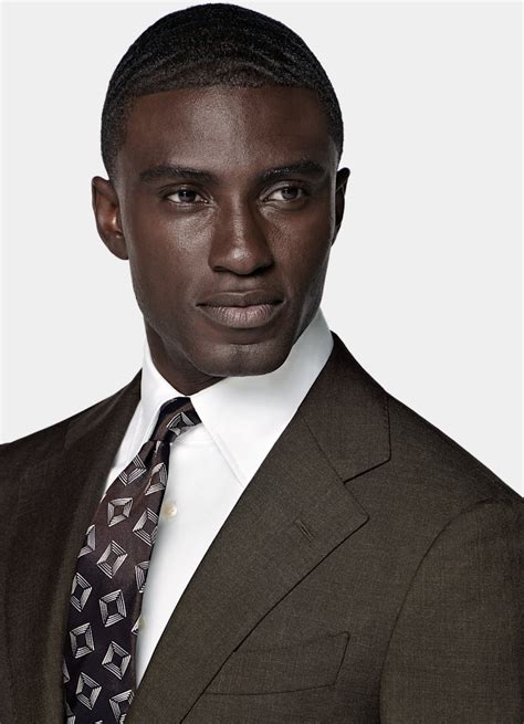 Dark Brown Perennial Tailored Fit Havana Suit in Pure Tropical Wool ...