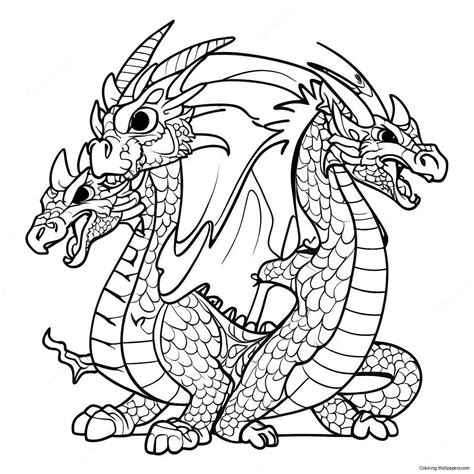 Three Headed Dragon Coloring Page (36463-28836)