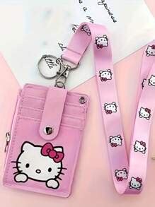 Sanrio 1 PC Hello Kitty Pink Lanyard With Card Holder – Cute Cartoon ...