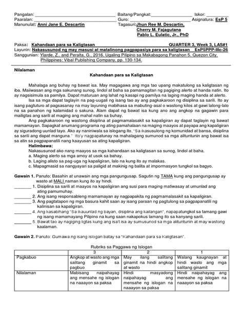 Image result for ESP 5 Quarter 4 Week 1 Module