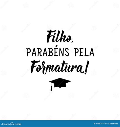 Congratulations In Portuguese. Ink Illustration With Hand-drawn ...