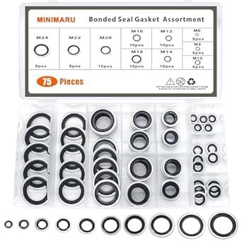Automotive Self-Centered Bonded Seal Gasket Assortment Kit Bonded Seal ...