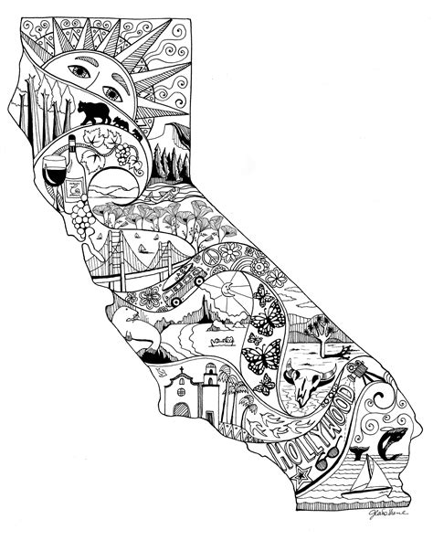 California Map Drawing 的图像结果
