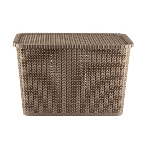 Polyset Plastic Storage Basket Marvel 60 with Lid-Sandy Brown, Multi ...