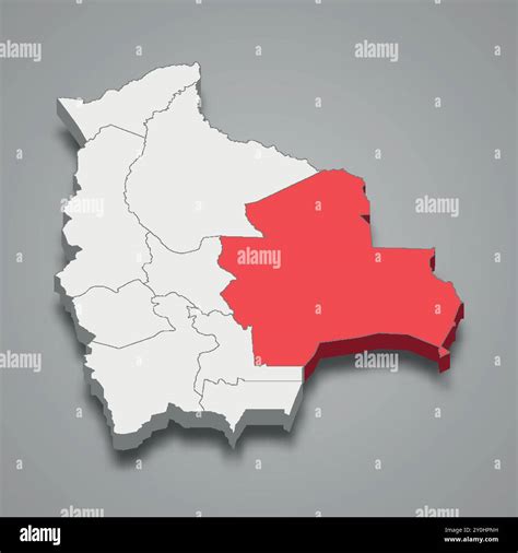 Santa Cruz department location within Bolivia 3d isometric map Stock ...