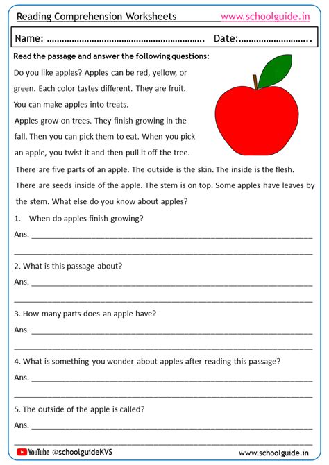 Reading Comprehension Printable 的图像结果